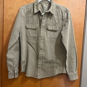Zara Tan Jean Jacket with Utility Style